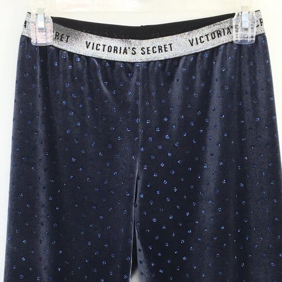 Victoria's Secret Women's Velvet Glitter PJ Bottoms In Dark Blue Size S - Picture 2 of 7